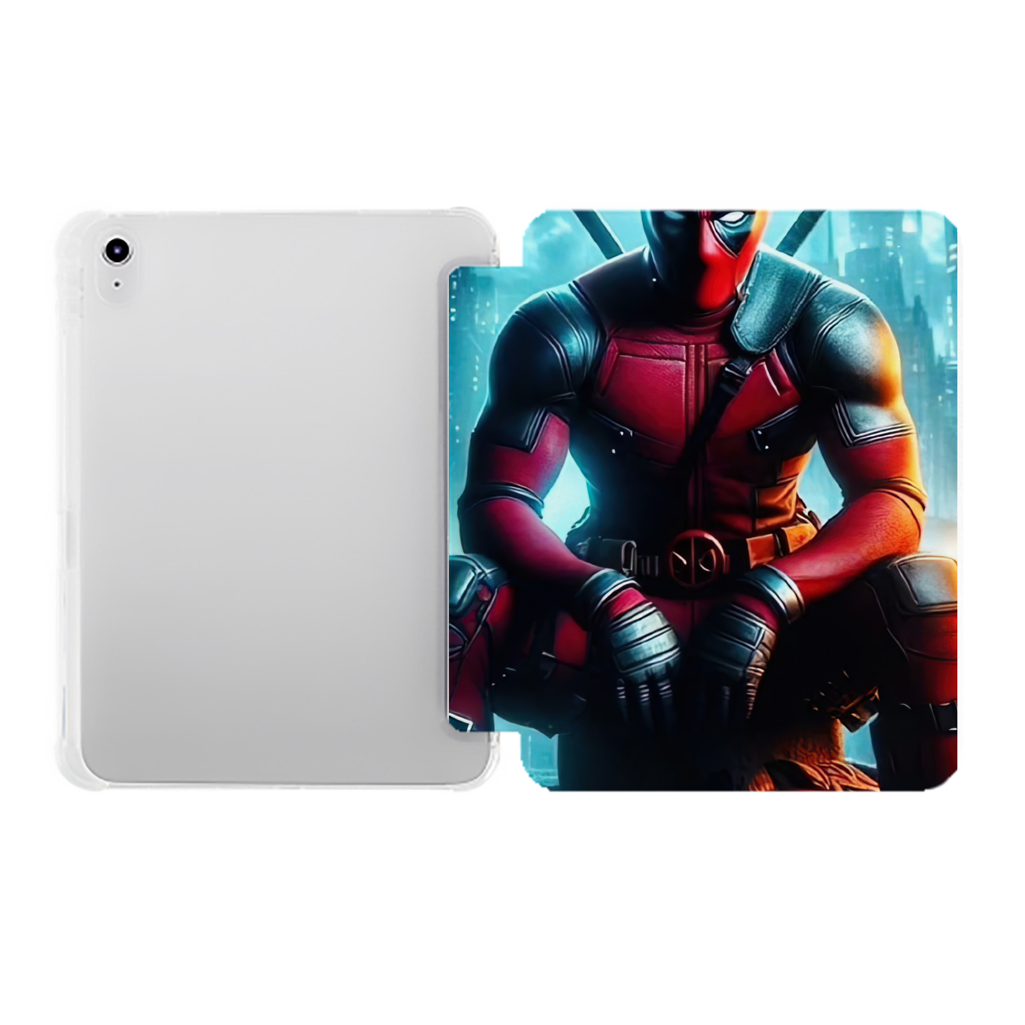 （画像用） Deadpool デッドプール IPad ケース ペン収納付き 三つ折りスタンド PUレザー×シリコン 対応機種9.5/10.5/10.9インチ